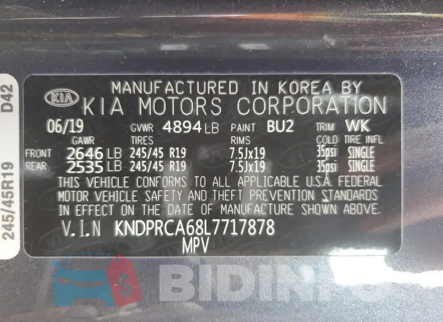 KNDPRCA68L7717878 Photo# 12