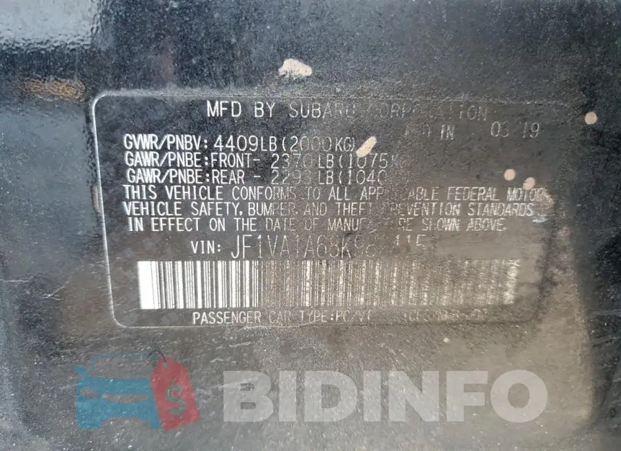 JF1VA1A68K9824151 Photo# 12