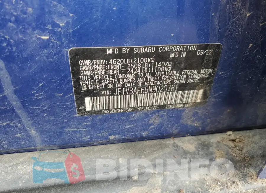 JF1VBAF66N9020781 Photo# 12