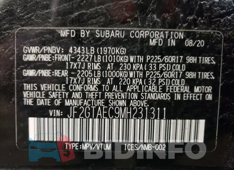 JF2GTAEC9MH231311 Photo# 12