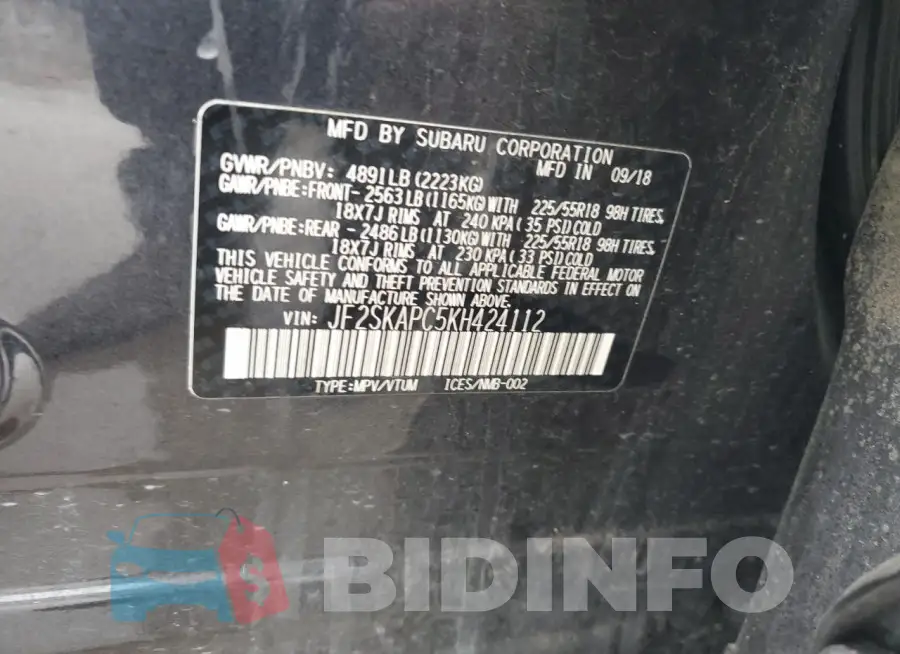 JF2SKAPC5KH424112 Photo# 12