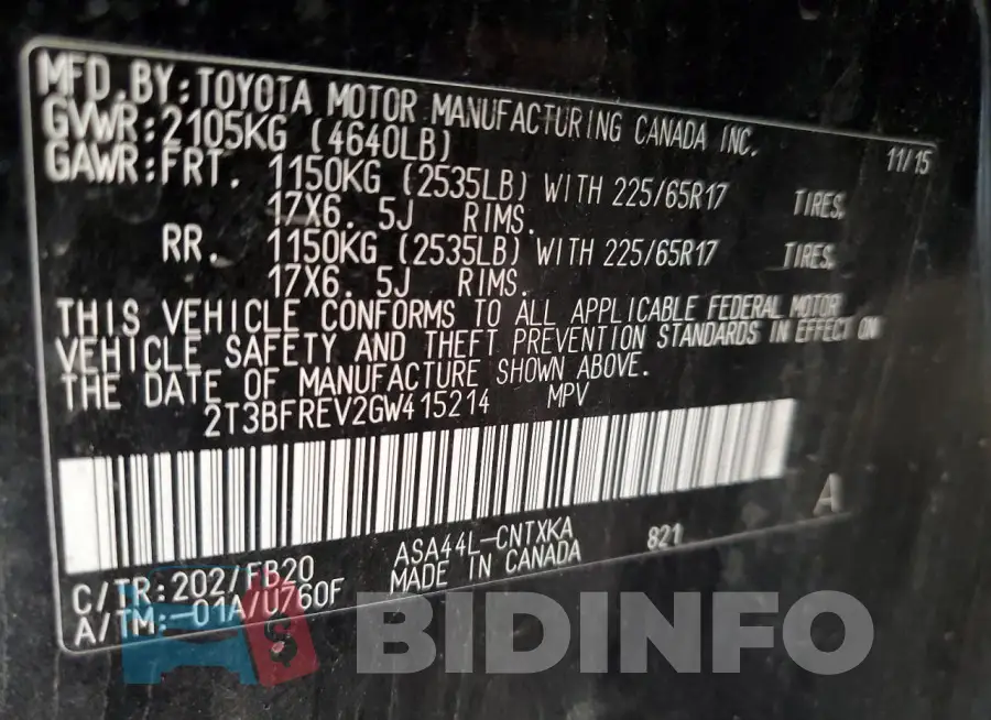 2T3BFREV2GW415214 Photo# 13