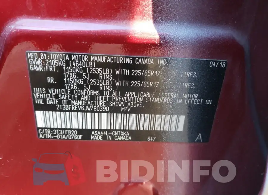 2T3BFREV6JW780390 Photo# 13