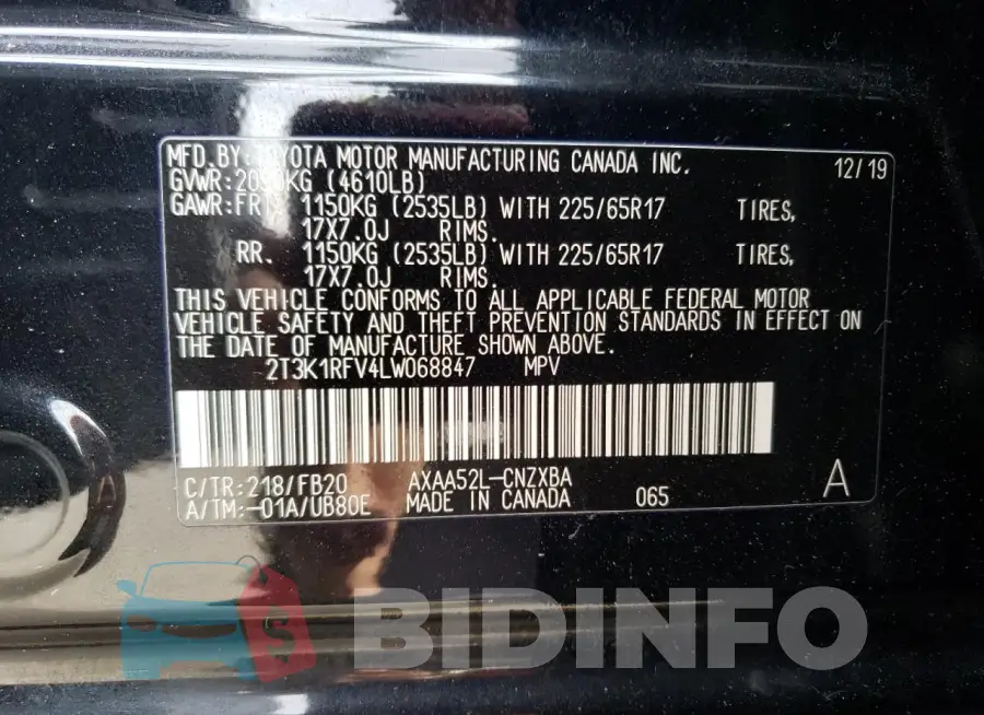 2T3K1RFV4LW068847 Photo# 14