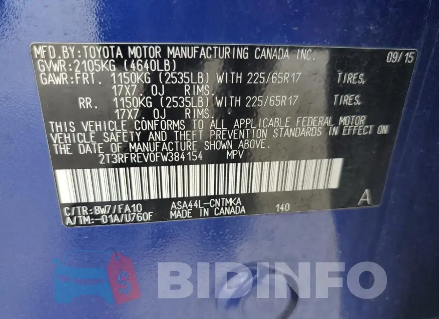 2T3RFREV0FW384154 Photo# 13