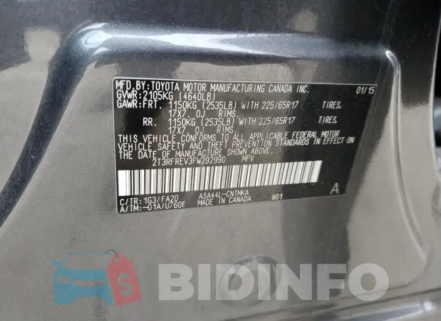2T3RFREV3FW292990 Photo# 13