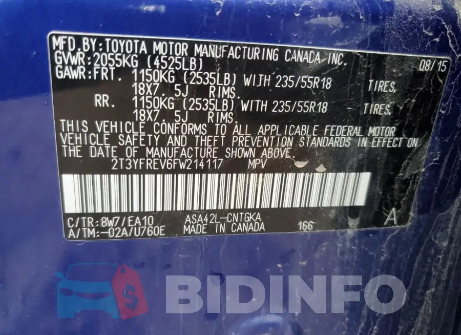 2T3YFREV6FW214117 Photo# 12
