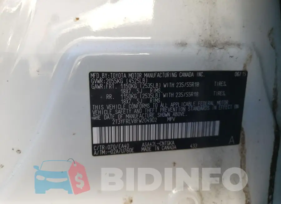 2T3YFREV8FW204902 Photo# 13