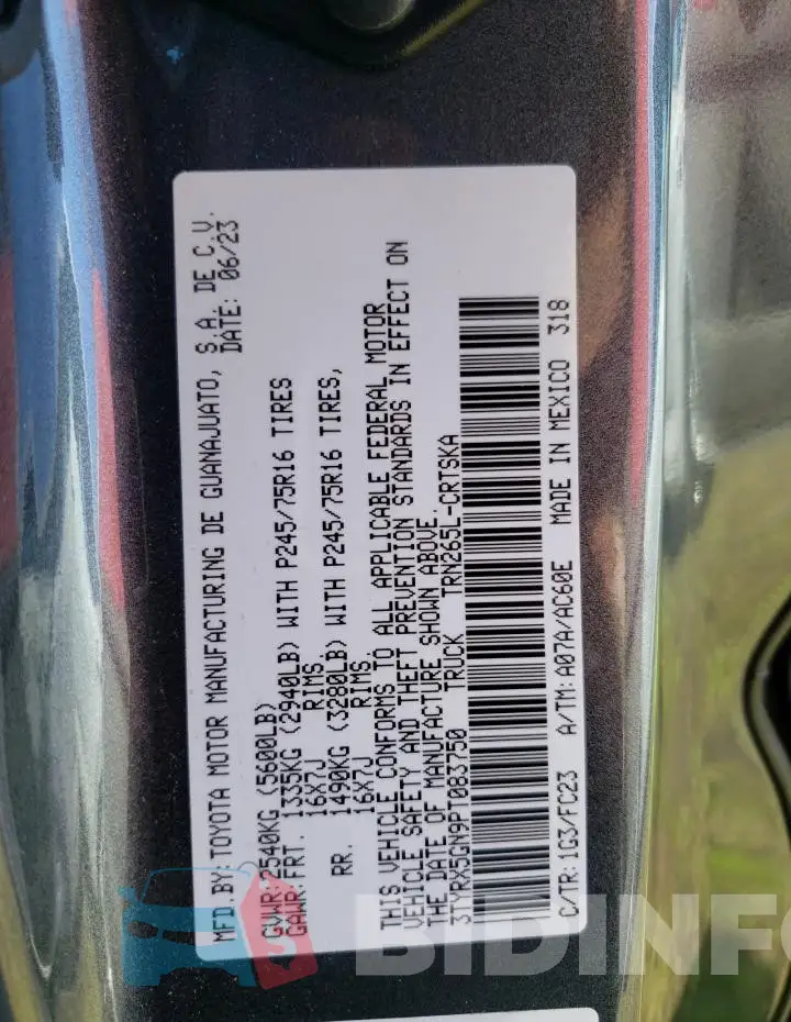 3TYRX5GN9PT083750 Photo# 12