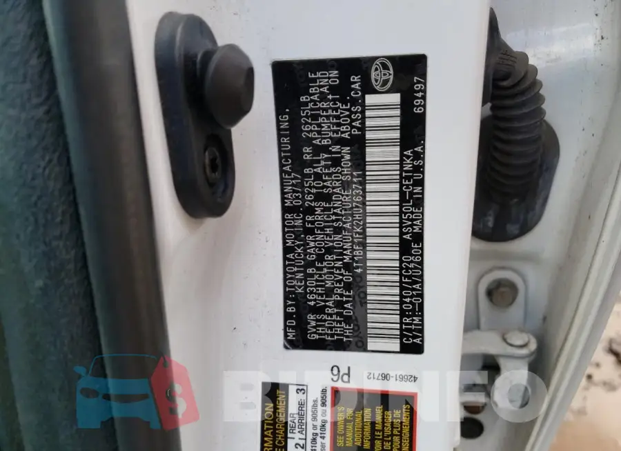 4T1BF1FK2HU763711 Photo# 12