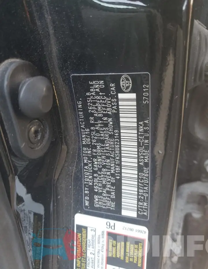 4T1BF1FK5HU623149 Photo# 13