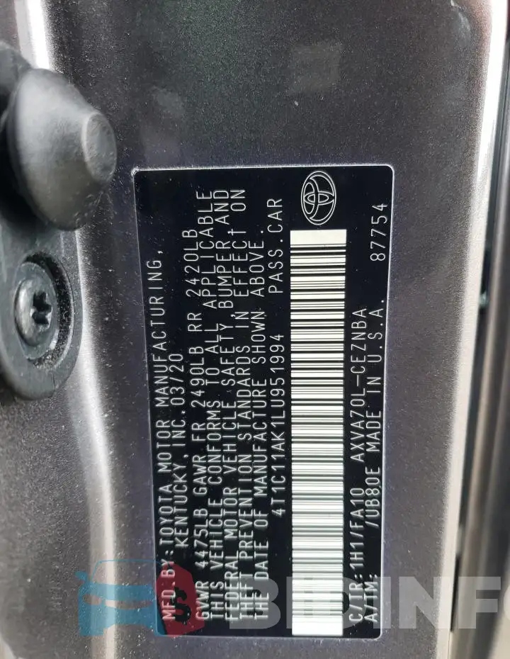 4T1C11AK1LU951994 Photo# 12