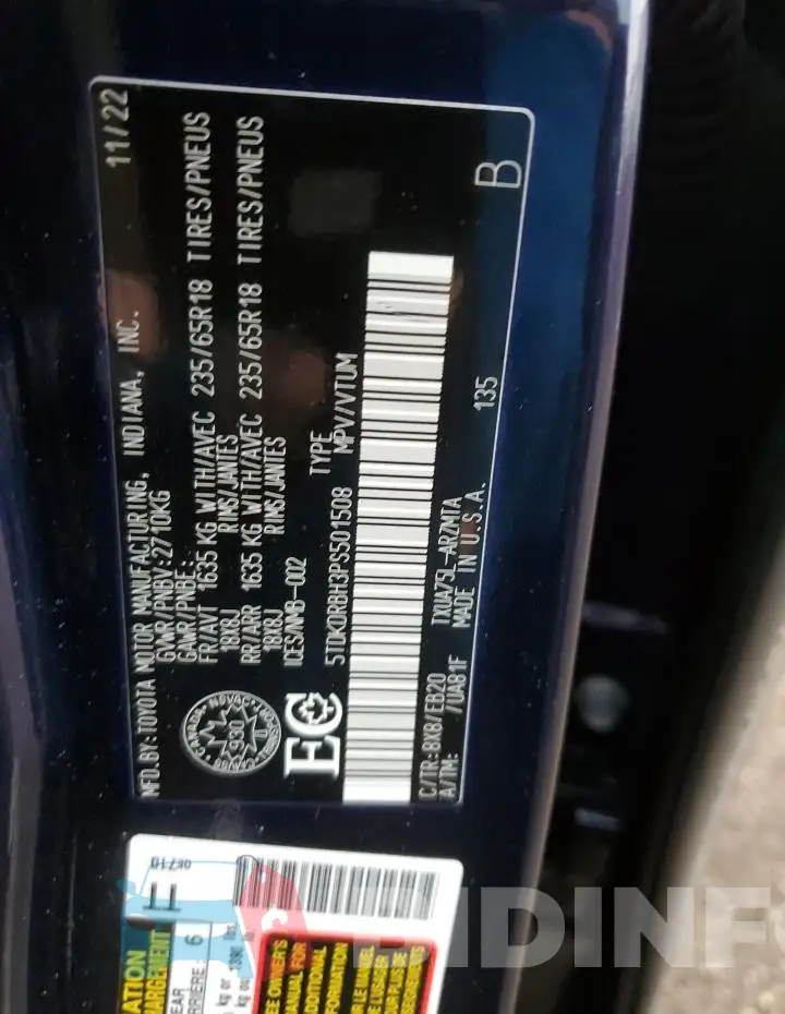 5TDKDRBH3PS501508 Photo# 14
