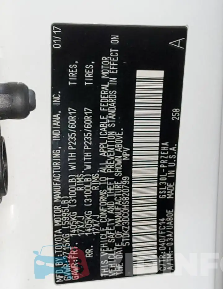 5TDKZ3DC0HS820799 Photo# 13