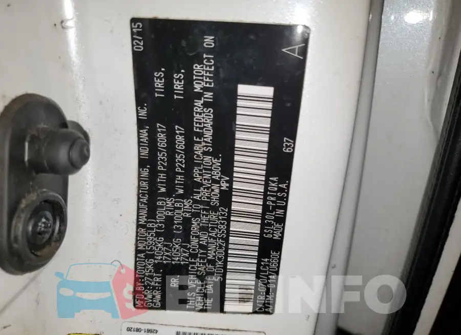 5TDYK3DC2FS583132 Photo# 13