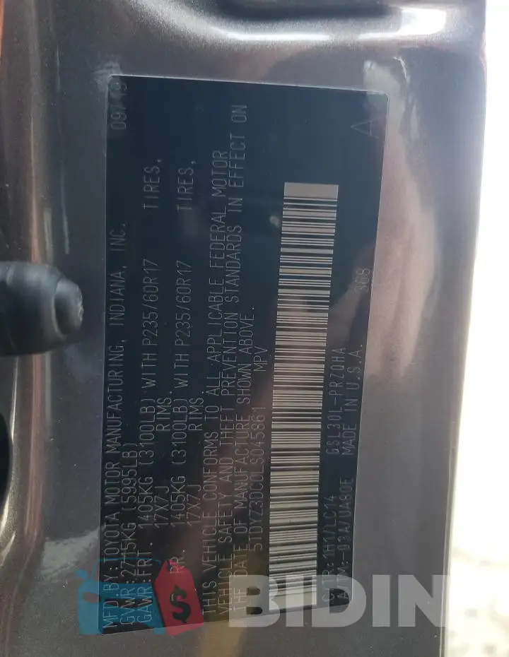 5TDYZ3DC0LS045861 Photo# 14