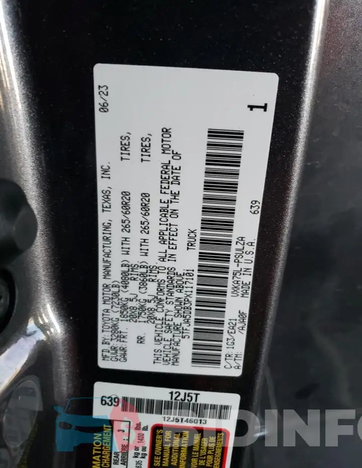 5TFJA5DB3PX117101 Photo# 12