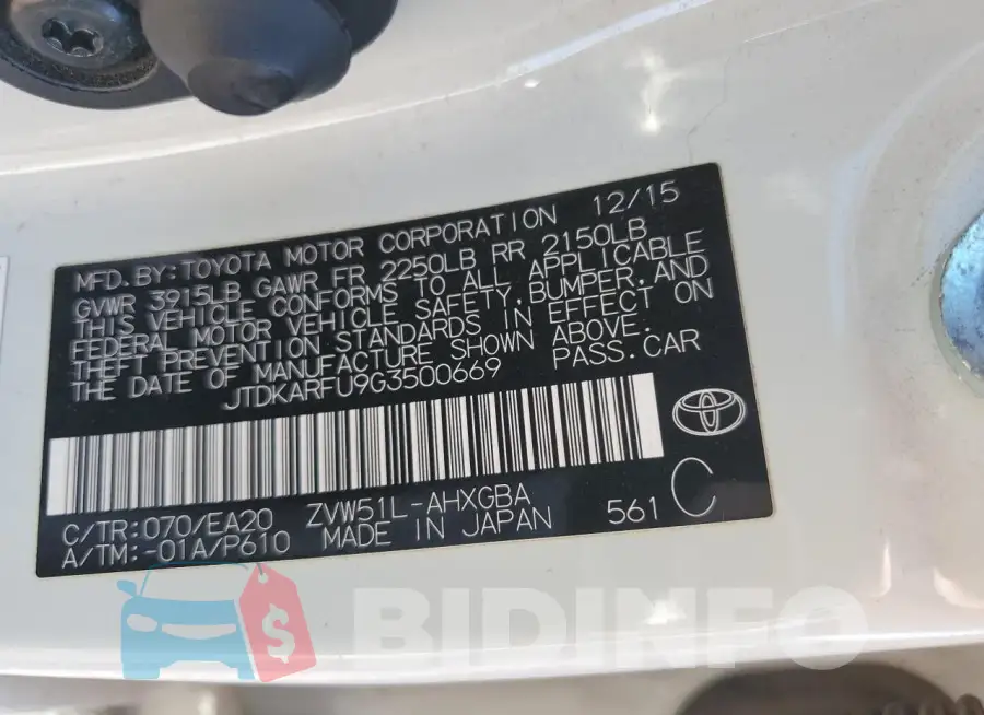 JTDKARFU9G3500669 Photo# 12