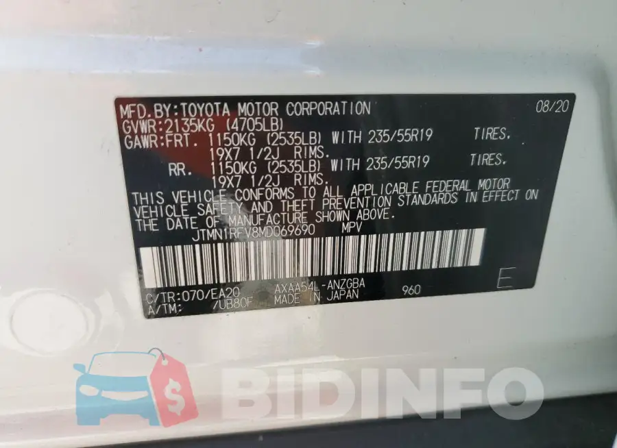 JTMN1RFV8MD069690 Photo# 13