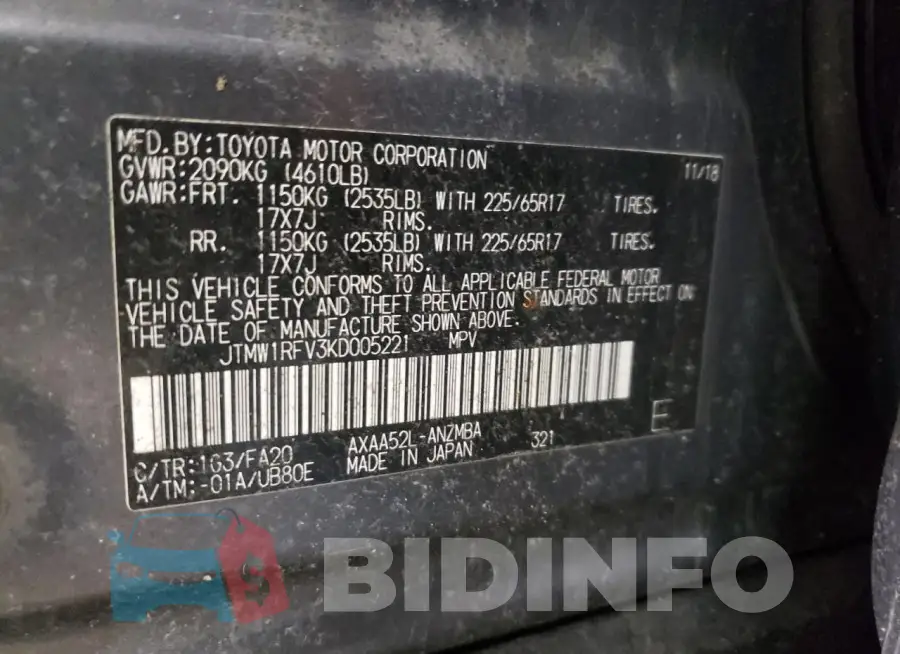 JTMW1RFV3KD005221 Photo# 13