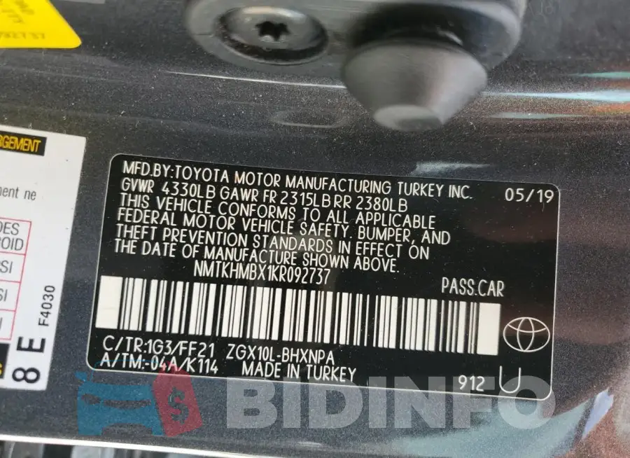 NMTKHMBX1KR092737 Photo# 14
