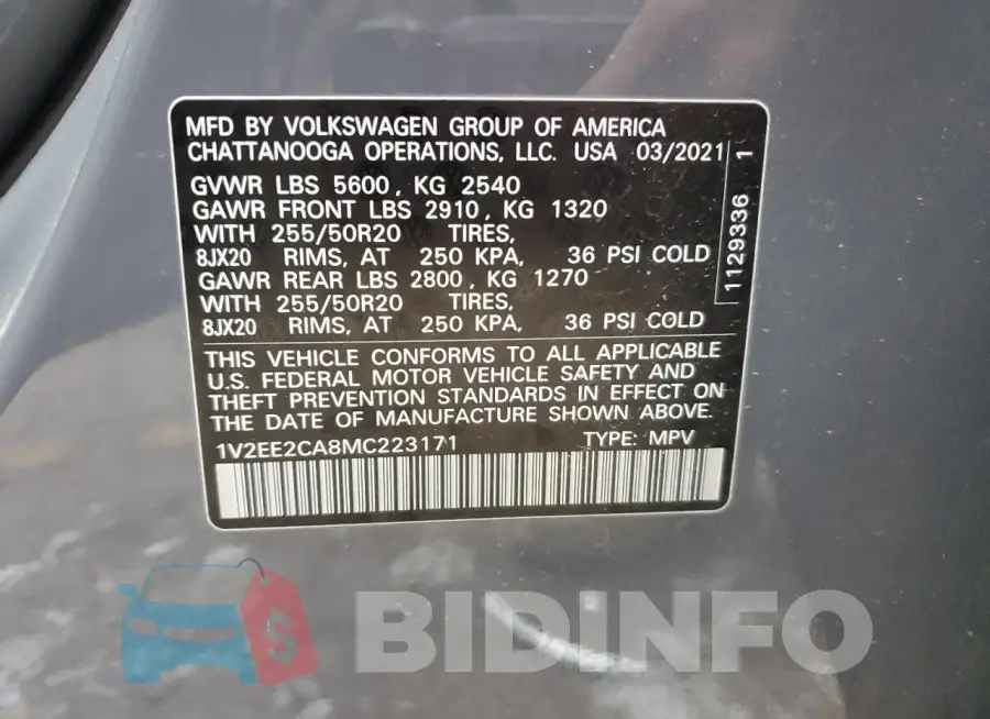 1V2EE2CA8MC223171 Photo# 13
