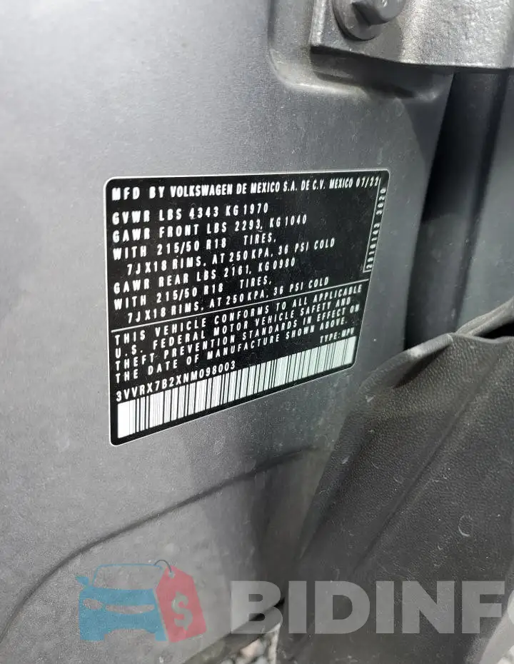 3VVRX7B2XNM098003 Photo# 13