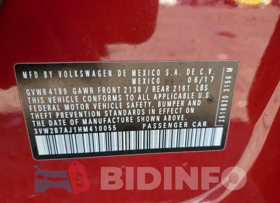 3VW2B7AJ1HM410055 Photo# 12