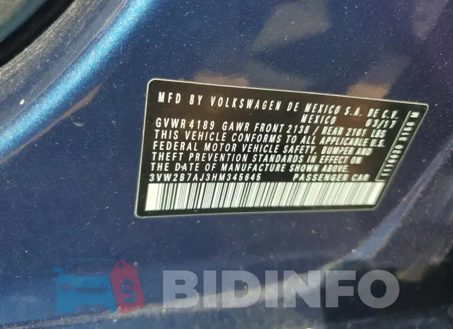 3VW2B7AJ3HM345645 Photo# 12