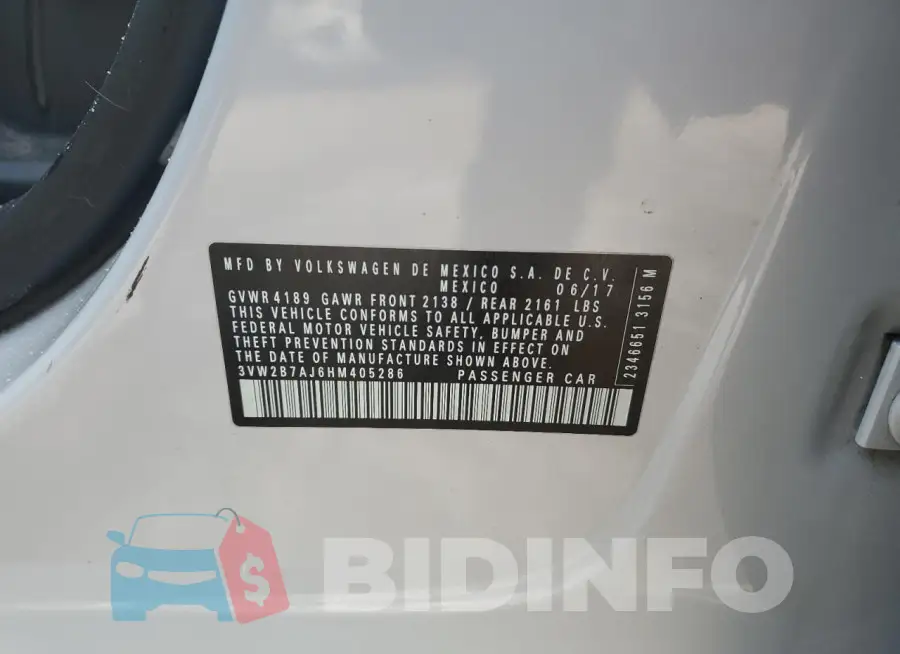 3VW2B7AJ6HM405286 Photo# 12