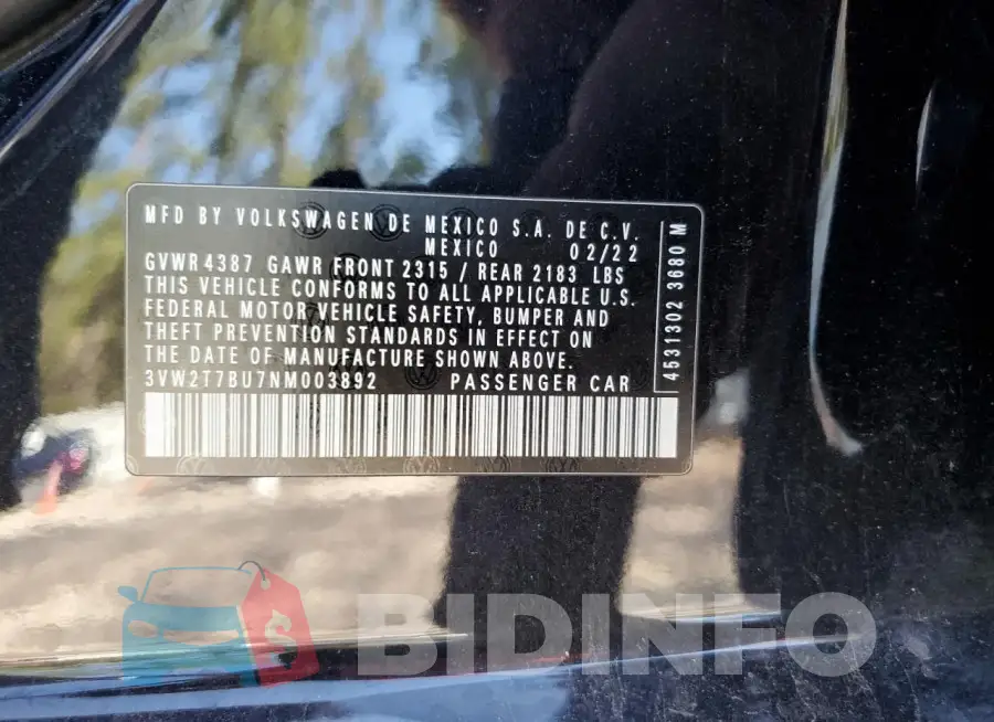 3VW2T7BU7NM003892 Photo# 12