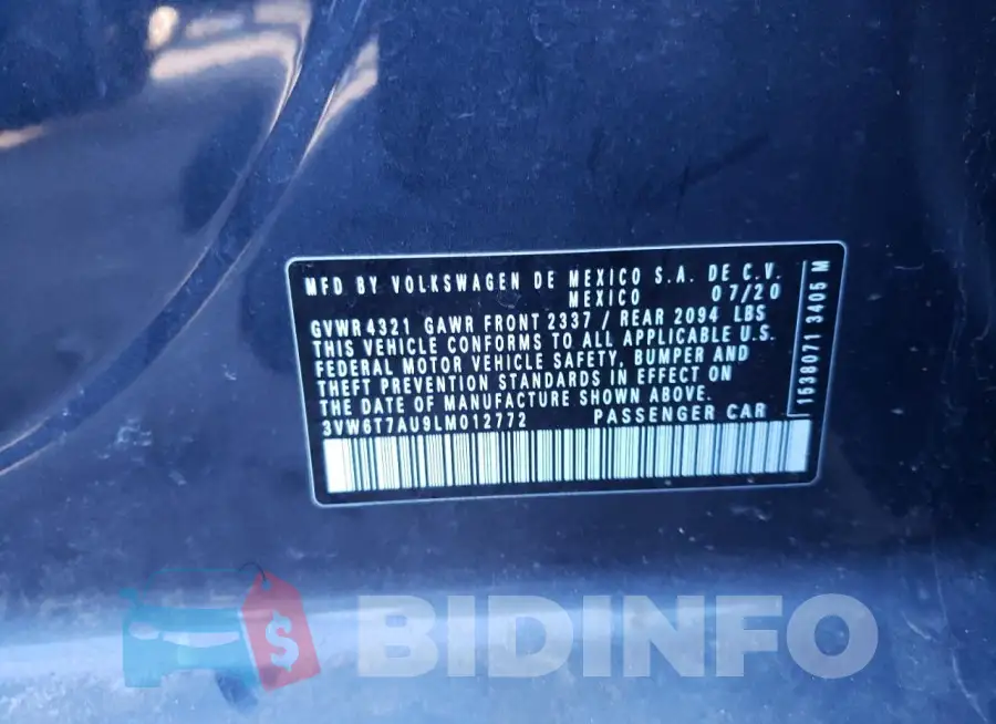 3VW6T7AU9LM012772 Photo# 12