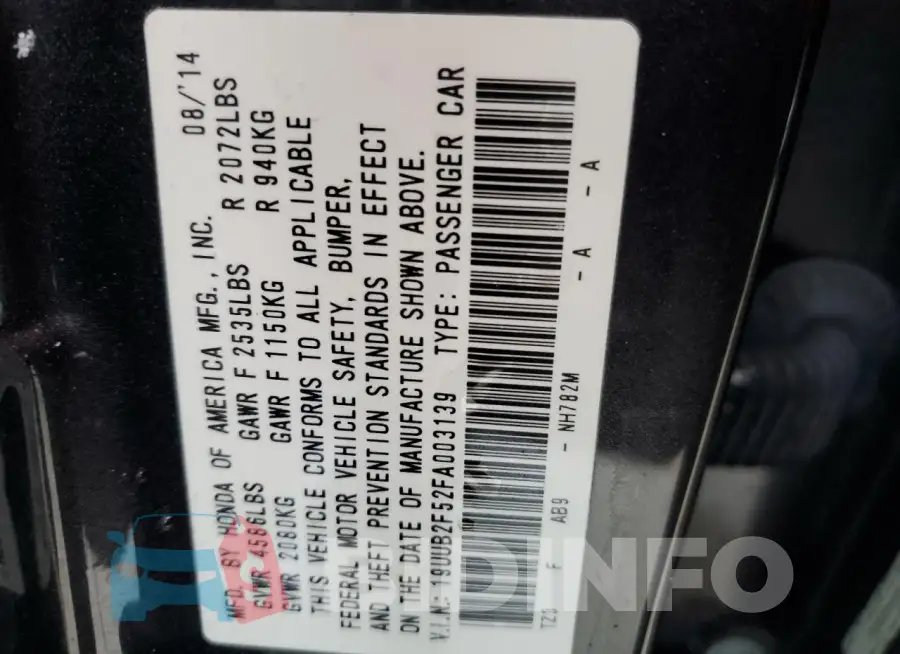 19UUB2F52FA003139 Photo# 12