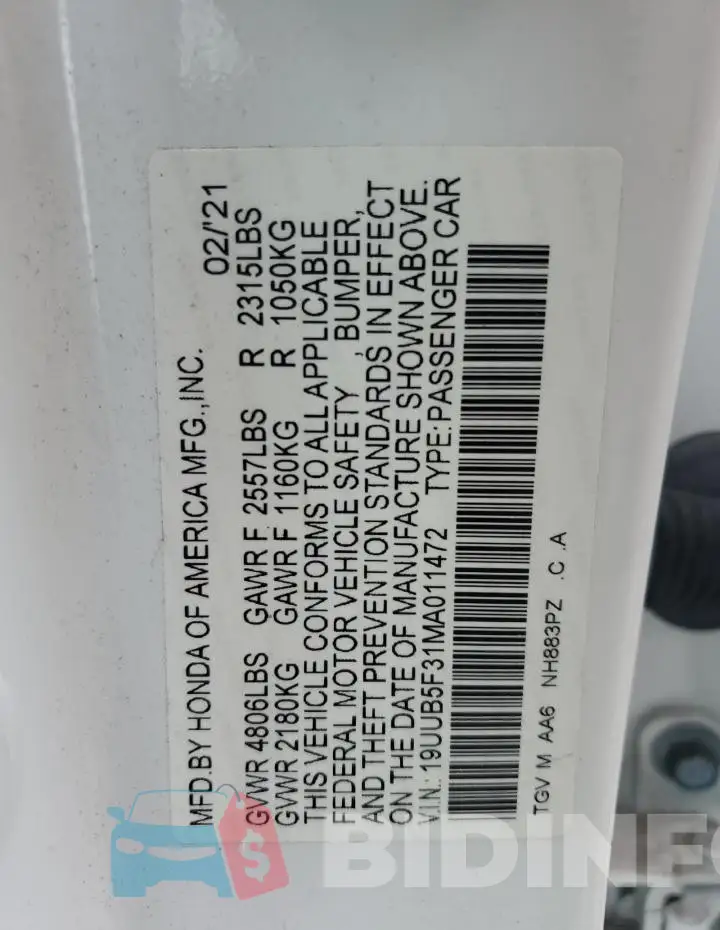 19UUB5F31MA011472 Photo# 12