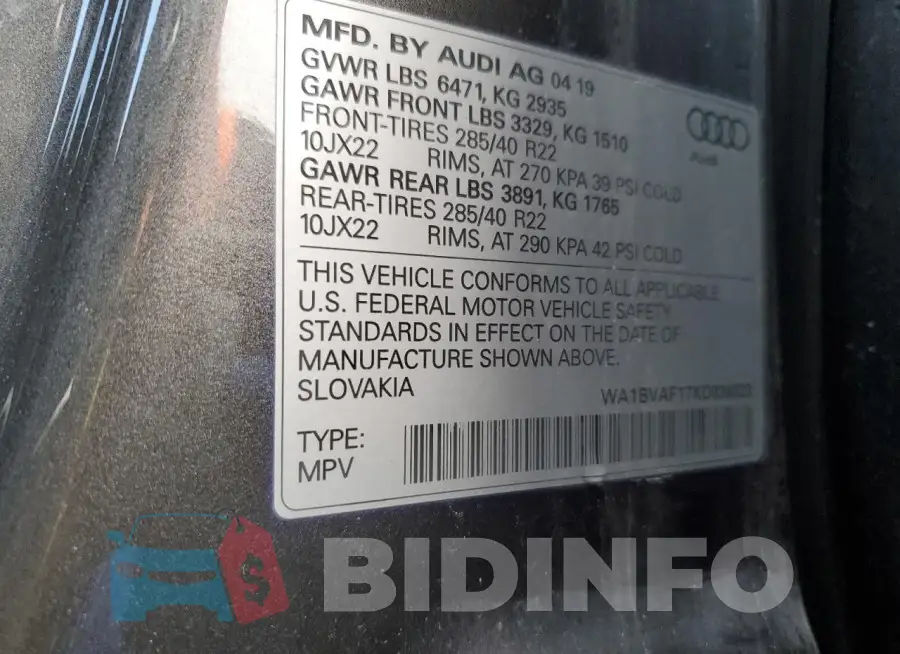 WA1BVAF17KD036323 Photo# 13