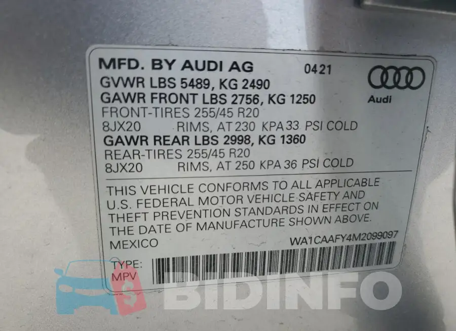 WA1CAAFY4M2099097 Photo# 14