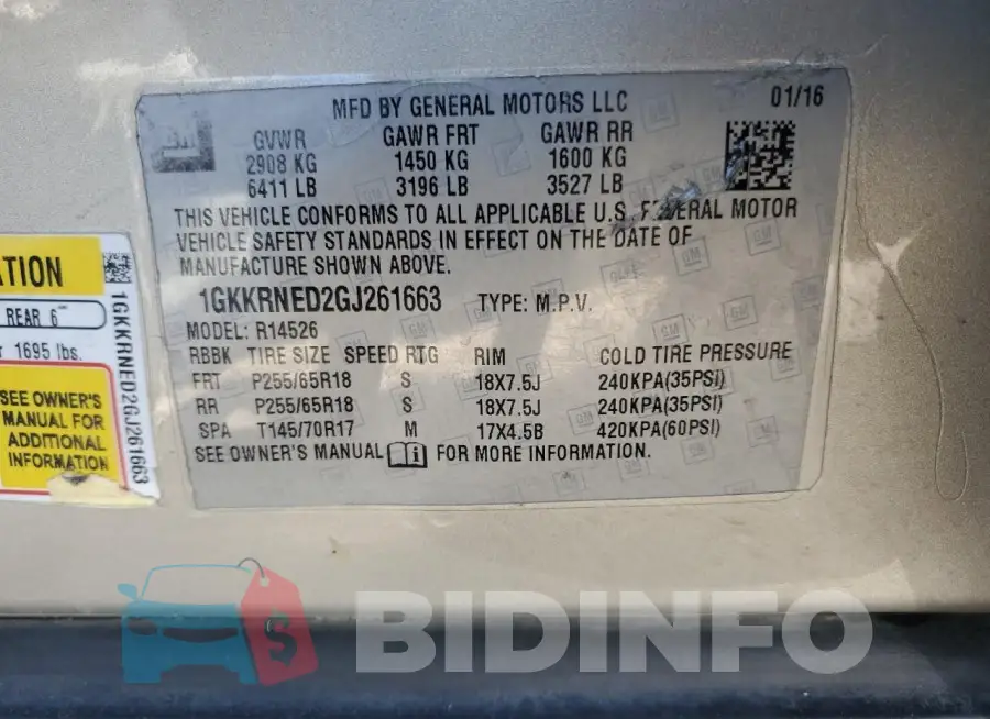 1GKKRNED2GJ261663 Photo# 12