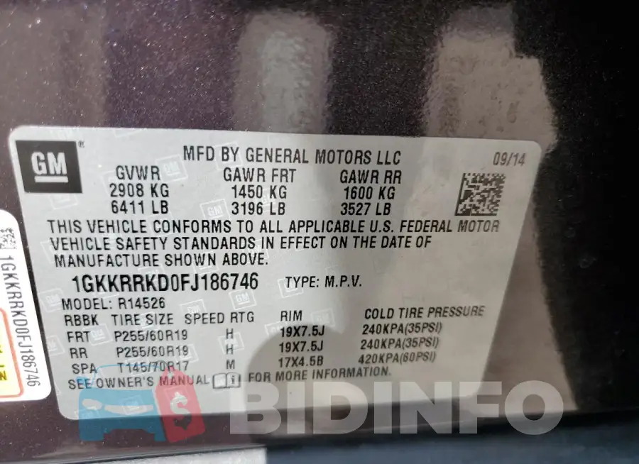 1GKKRRKD0FJ186746 Photo# 12