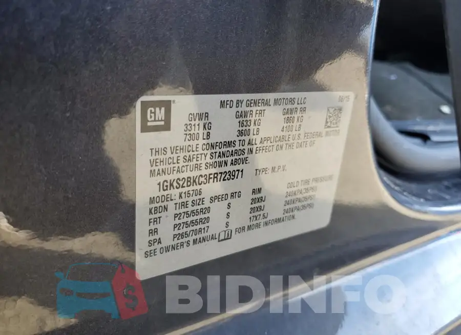 1GKS2BKC3FR723971 Photo# 12