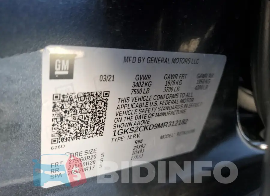 1GKS2CKD9MR312182 Photo# 14
