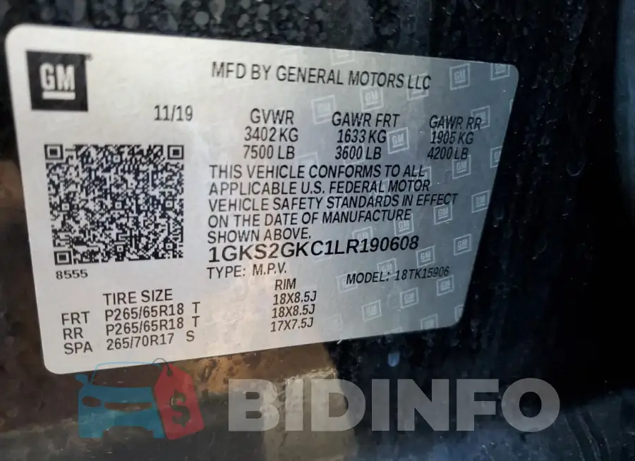 1GKS2GKC1LR190608 Photo# 13