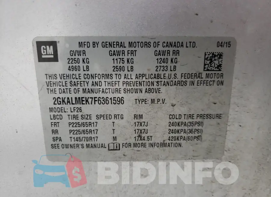 2GKALMEK7F6361596 Photo# 13