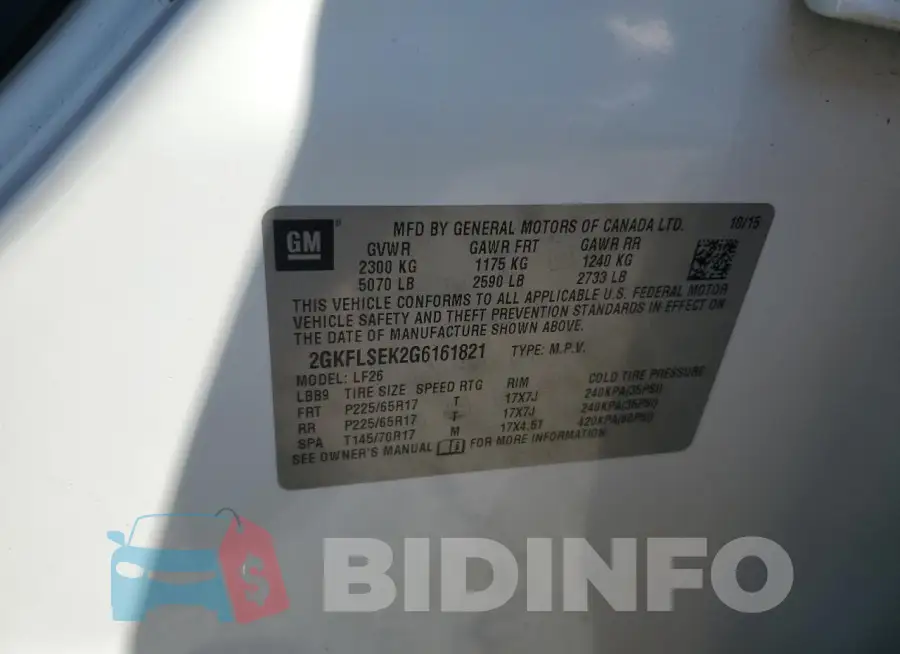 2GKFLSEK2G6161821 Photo# 13