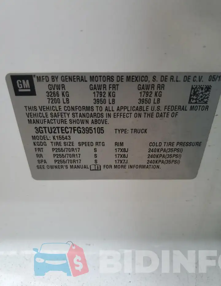 3GTU2TEC7FG395105 Photo# 12