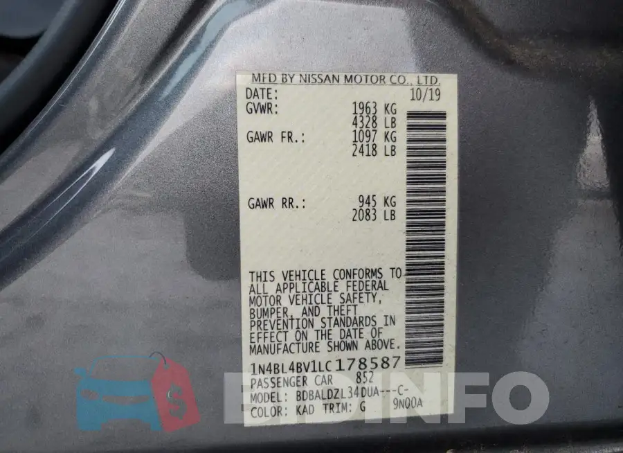 1N4BL4BV1LC178587 Photo# 12