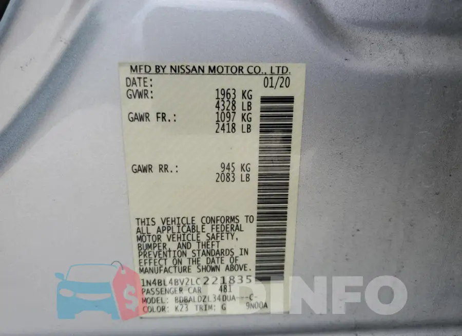 1N4BL4BV2LC221835 Photo# 12