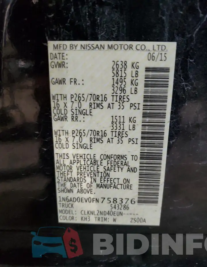 1N6AD0EV0FN758376 Photo# 12