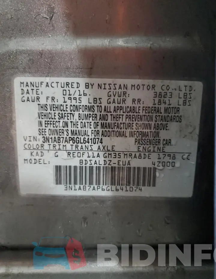 3N1AB7AP6GL641074 Photo# 13