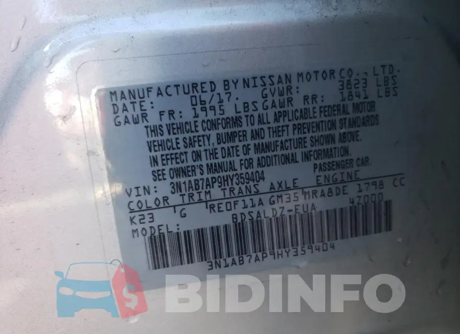 3N1AB7AP9HY359404 Photo# 13