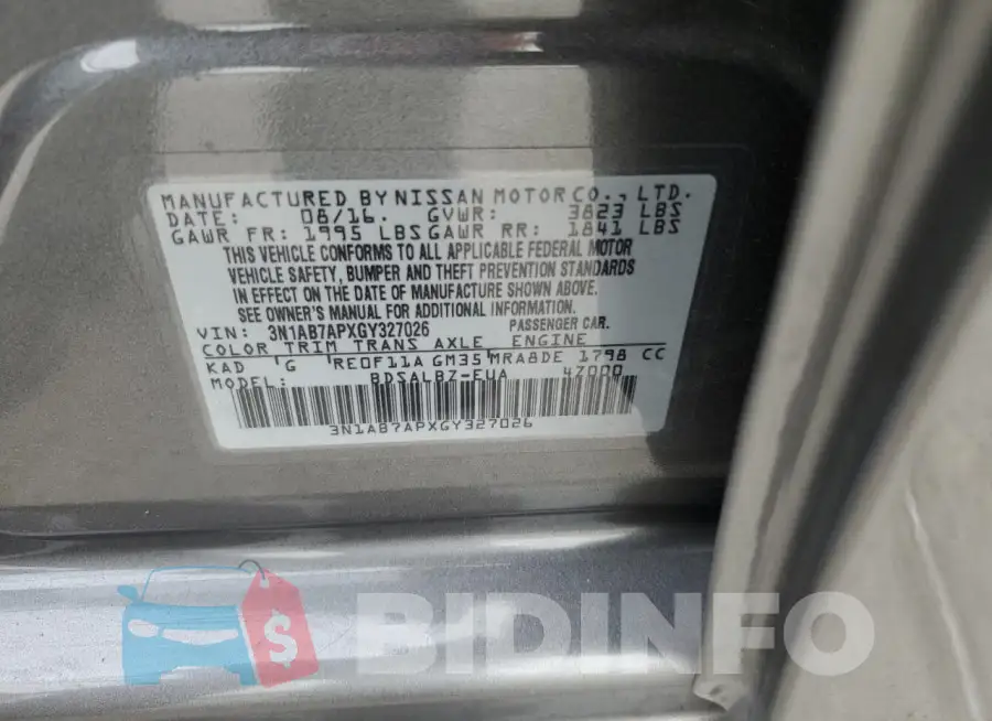 3N1AB7APXGY327026 Photo# 12